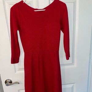 Express Red 3/4 Sleeve Midi Sweater Dress
